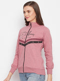 Livfree Women's Mock Collar Full Sleeves Sweatshirt - Pink Milange (Zipper)