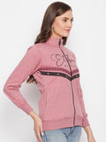 Livfree Women's Mock Collar Full Sleeves Sweatshirt - Pink Milange (Zipper)