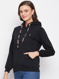 Livfree Women's Hoodie Full Sleeves Solid Sweatshirt - Black (Zipper)