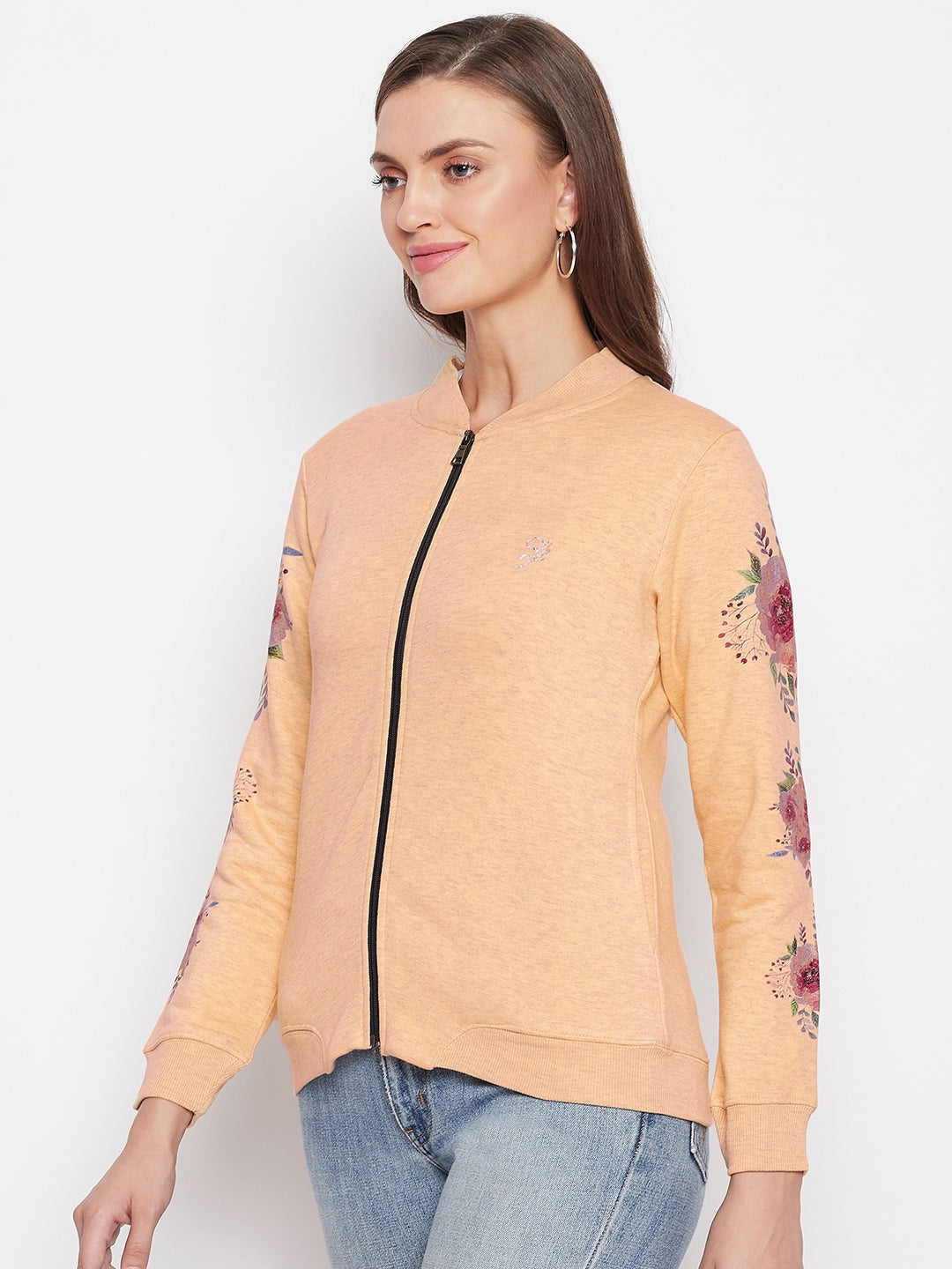 Livfree Women's Hoodie Full Sleeves Solid Sweatshirt - Tango Mustard (Zipper)