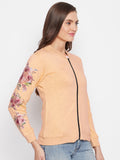 Livfree Women's Hoodie Full Sleeves Solid Sweatshirt - Tango Mustard (Zipper)