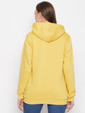 Livfree Women's Hoodie Full Sleeves Solid Sweatshirt - Athletic Gold (Zipper)