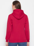 Livfree Women's Hoodie Full Sleeves Solid Sweatshirt - tango Red (Zipper)