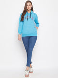 Livfree Women's Hoodie Full Sleeves Milange Sweatshirt - Vivid Blue
