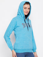 Livfree Women's Hoodie Full Sleeves Milange Sweatshirt - Vivid Blue