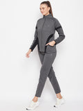 Livfree Women's Mock Collar Milange Tracksuit - Anthra Mix