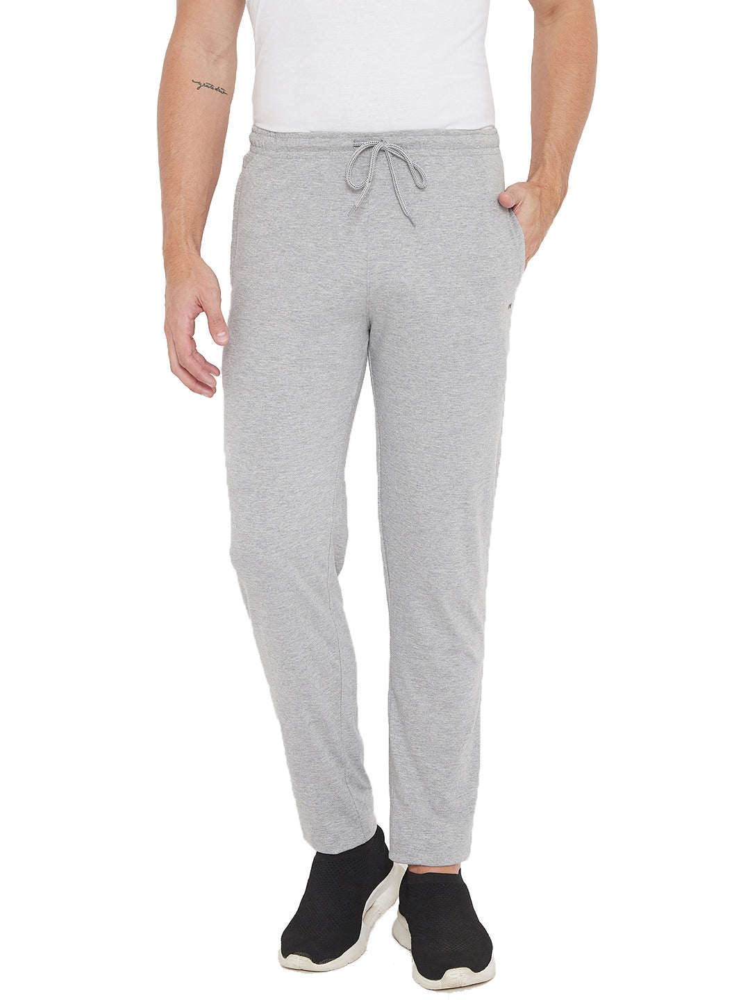 Livfree Men's Track Pant in Solid Pattern Back and Side pockets - Milange Grey
