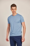 Neva Round Neck Men's T-Shirt in Solid Pattern Half Sleeve- Sky