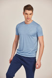Neva Round Neck Men's T-Shirt in Solid Pattern Half Sleeve- Sky