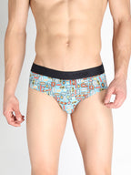 Neva Modal Base Super soft Mens Printed V-Shape Brief- Sky