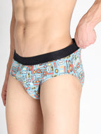 Neva Modal Base Super soft Mens Printed V-Shape Brief- Sky