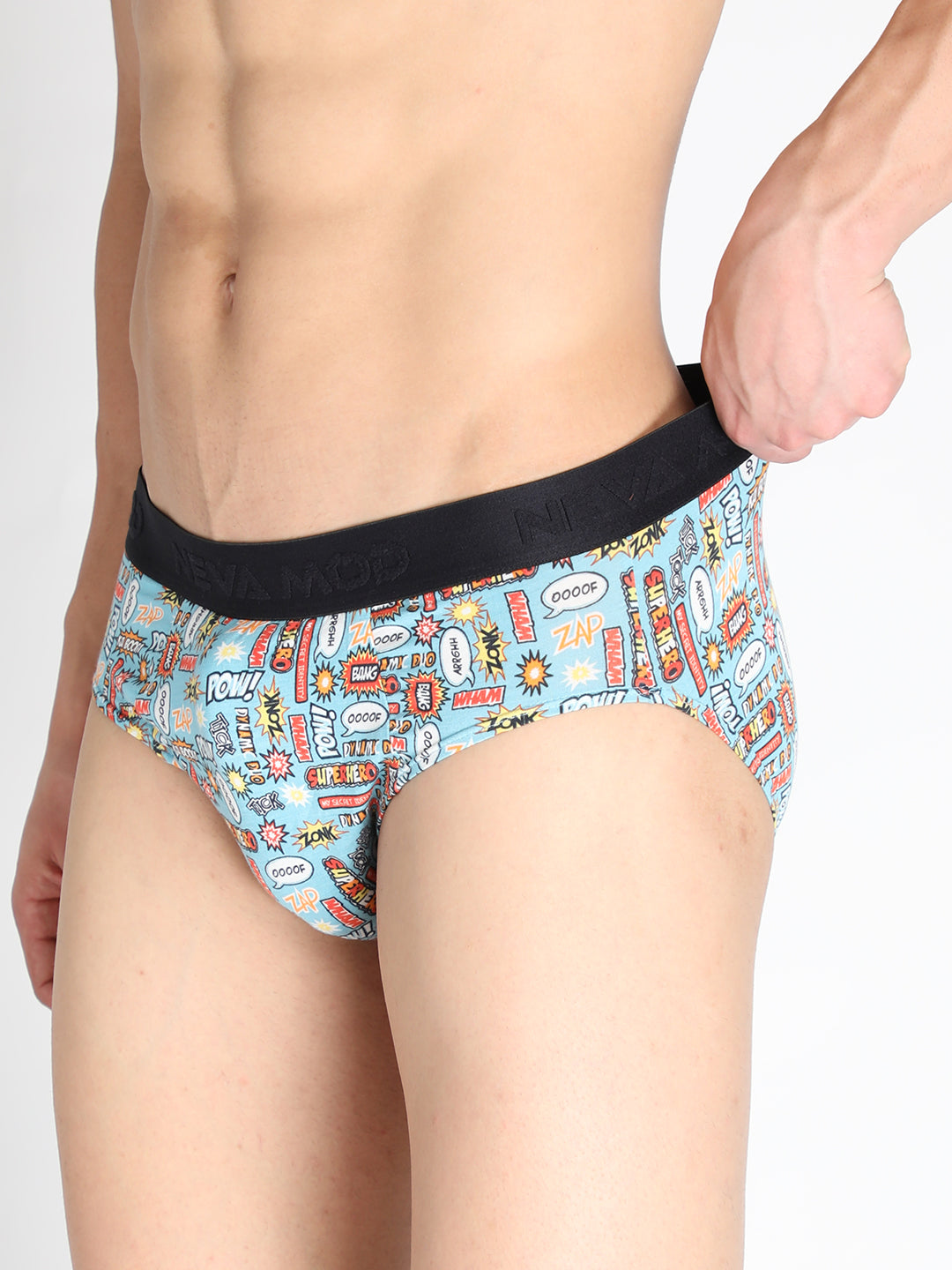 Neva Modal Base Super soft Mens Printed V-Shape Brief- Sky