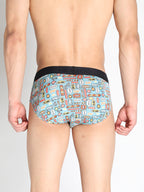 Neva Modal Base Super soft Mens Printed V-Shape Brief- Sky