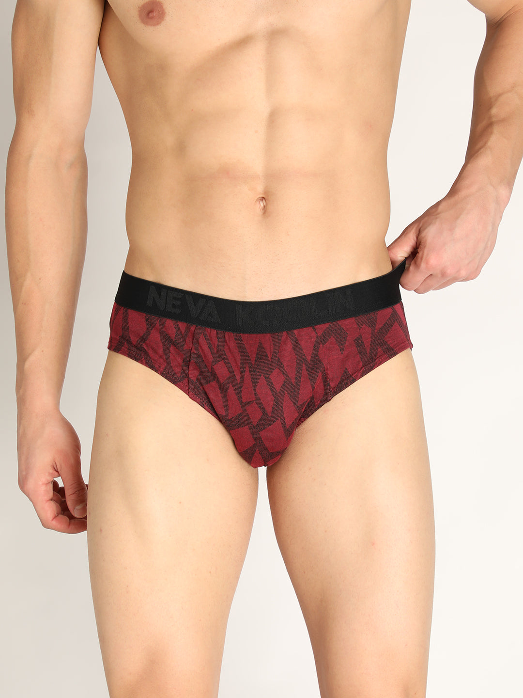 Neva Koolin Men's Printed Underwear Brief - Maroon, Pista, White, Dark Grey Collection (Pack of 4)