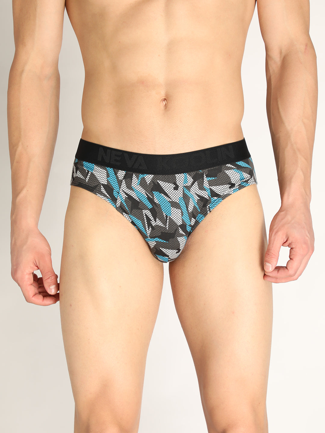Neva Koolin Men's Printed Underwear Brief - Grey, Pista, Sky, Dark Grey Collection (Pack of 4)