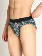 Neva Koolin Men's Printed Underwear Brief - Grey, Pista, Sky, Dark Grey Collection (Pack of 4)