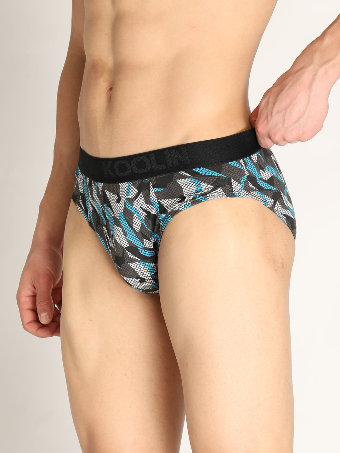 Neva Koolin Men's Printed Underwear Brief - Grey, Pista, Sky, Dark Grey Collection (Pack of 4)