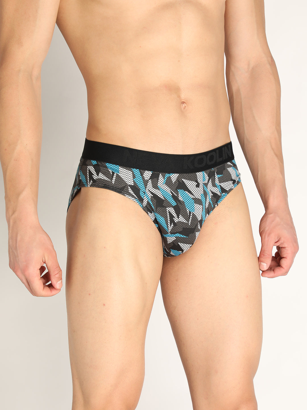 Neva Koolin Men's Printed Underwear Brief - Grey, Pista, Sky, Dark Grey Collection (Pack of 4)