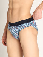 Neva Koolin Men's Printed Underwear Brief - Grey, Pista, Sky, Dark Grey Collection (Pack of 4)
