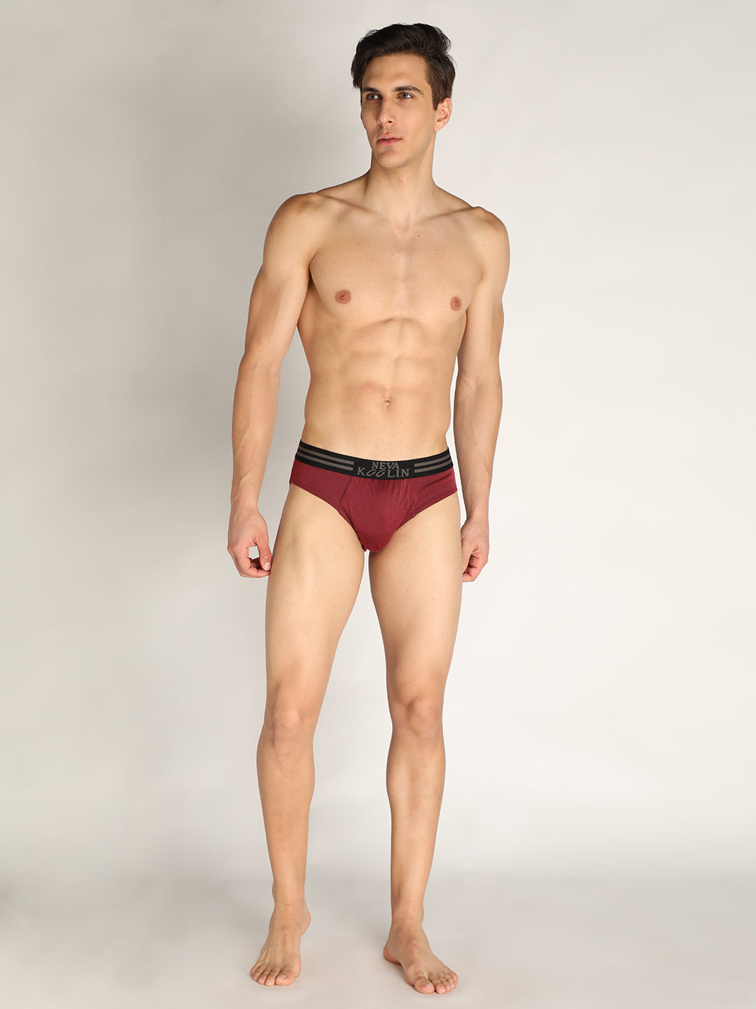 Neva Koolin Men's Solid Underwear Brief in Maroon, Navy, Air Force, Olive Collection (Pack of 4)