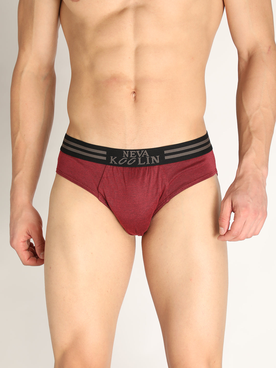 Neva Koolin Men's Solid Underwear Brief in Navy, Air Force, Maroon, Olive Collection (Pack of 4)