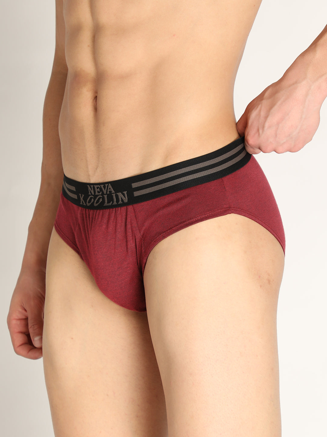 Neva Koolin Men's Solid Underwear Brief in Maroon, Navy, Air Force, Olive Collection (Pack of 4)