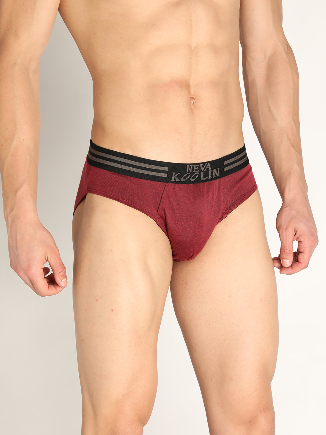 Neva Koolin Men's Solid Underwear Brief in Maroon, Black, Air Force, Dark Grey Collection (Pack of 4)