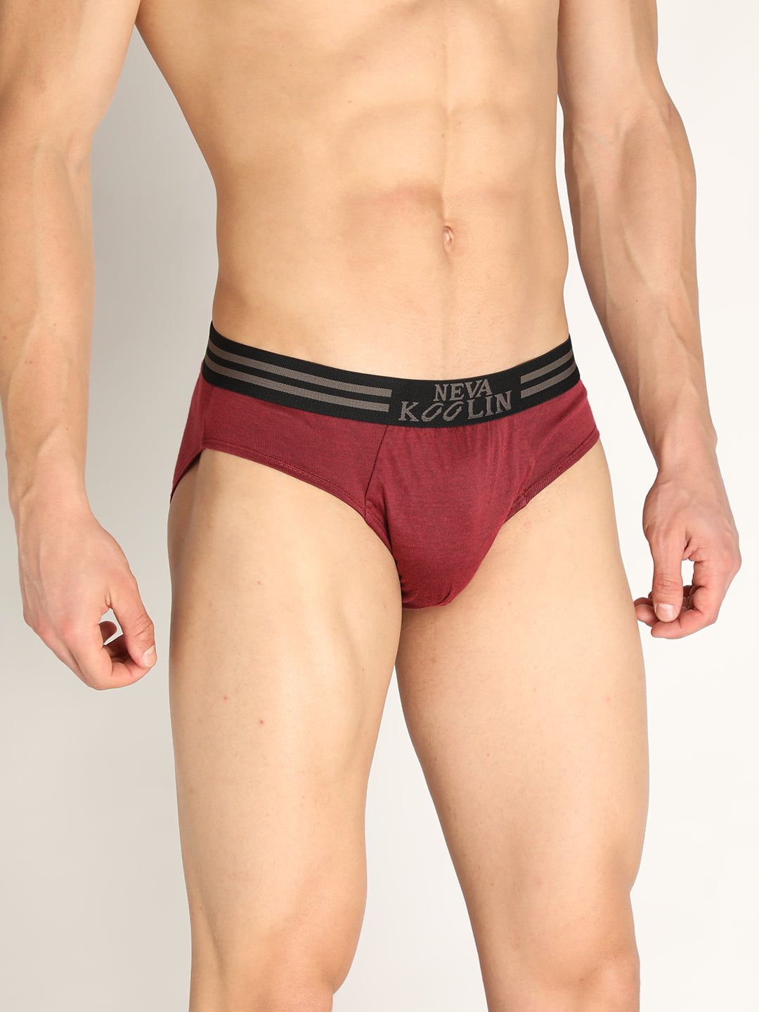 Neva Koolin Men's Solid Underwear Brief in Maroon, Navy, Air Force, Olive Collection (Pack of 4)