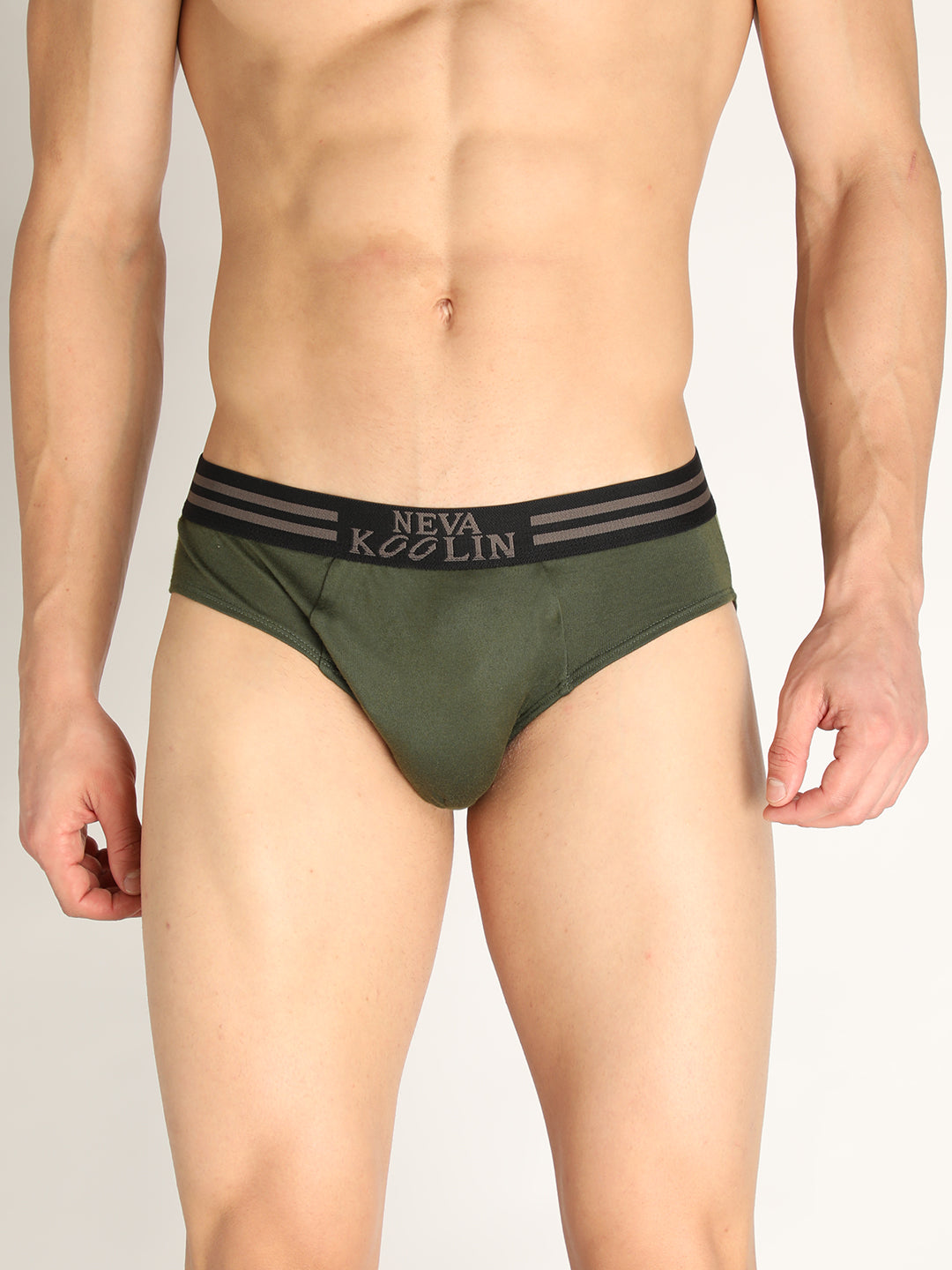 Neva Koolin Men's Solid Underwear Brief in Maroon, Navy, Air Force, Olive Collection (Pack of 4)