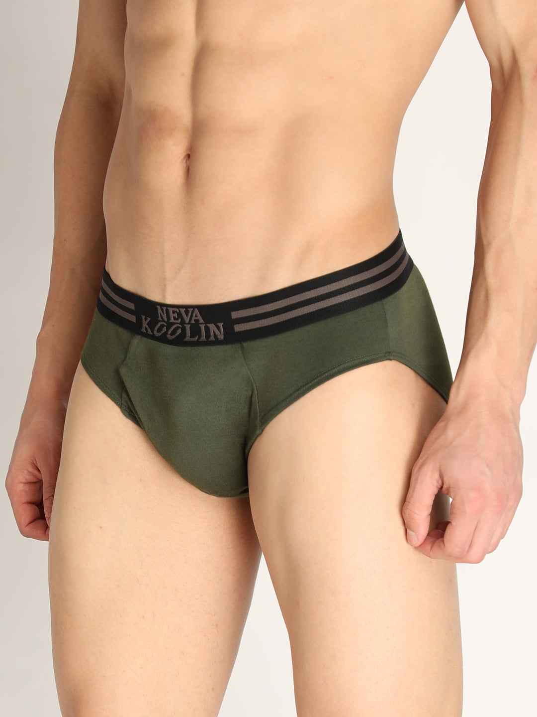 Neva Koolin Men's Solid Underwear Brief in Dark grey, Olive, Air Force, Black Collection (Pack of 4)