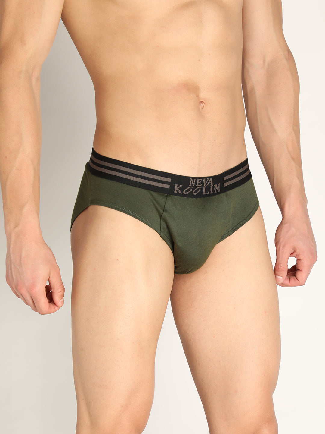 Neva Koolin Men's Solid Underwear Brief in Dark grey, Olive, Air Force, Black Collection (Pack of 4)