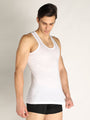 Neva Men's White Round Neck Sleeveless Super Soft Cotton Modal Base Innerwear Upper Banian Vest - Gym Vest for Men- Pack of 4 Pcs