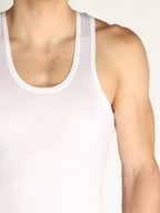 Neva Men's White Round Neck Sleeveless Super Soft Cotton Modal Base Innerwear Upper Banian Vest - Gym Vest for Men- Pack of 4 Pcs