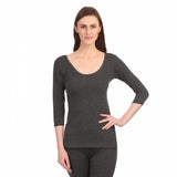 Neva Modal Deep Scoop Neck 3/4th Sleeve Warmer/Thermal Upper for Women