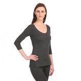 Neva Modal Deep Scoop Neck 3/4th Sleeve Warmer/Thermal Upper for Women