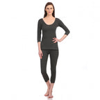 Neva Modal Deep Scoop Neck 3/4th Sleeve Thermal Upper for Women